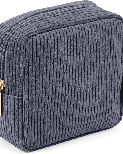 MAGEFY Small Makeup Bag for Purse Mini Cosmetics Bag Corduroy Cute Cosmetic Pouch for Women with Slip-in Pockets