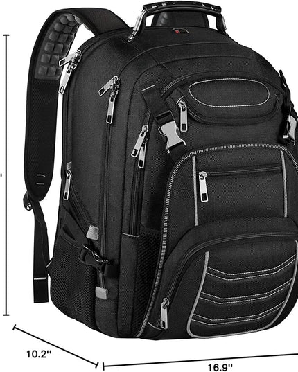 18.4 Laptop Backpack for Men, 60L Extra Large Gaming Laptops Backpack with USB Charger Port,TSA Friendly Flight Approved RFID Anti-Theft Pocket Heavy Duty Computer Bag Backbag,21.2*15.5*11.5 inch Grey