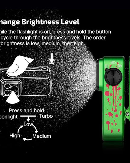 OLIGHT Oclip Pro EDC Flashlight Clip-on Light, Rechargeable 500 Lumens with Three Lighting Solutions Type-C Charging, Magnetic Flash Lights for Signaling, Cycling, Outdoor or Indoor Use(Zombie Green)