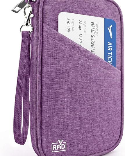 Passport Holder Family RFID Travel Document Organizer for Women Waterproof Passport Wallet Men Portable Case for Cards, Boarding Pass, ID, Money, Tickets with Zipper