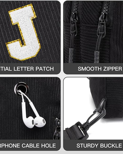 Viverte Small Corduroy Sling Bag Initial Crossbody Bag Fanny Pack for Girls Personalized Birthday Gifts for Teen Girls Gifts