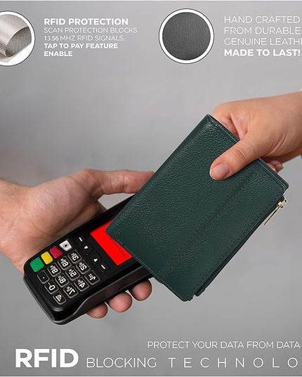 Oak Leathers Wallet For Women Full Grain Leather - Small RFID Coin Purse Credit Card & ID Holder for Ladies,Bifold Wallets for Teenager | Small, RFID, Coin Purse, for Ladies, for Teenager