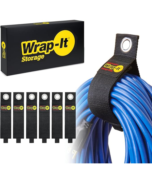 Heavy-Duty Wrap-It Storage Straps, 17-inch (6 Pack) - Extension Cord Organizer, Storage, Cord Straps, Cable Straps for Hoses, Rope, RV, Workshop, Boat, Tools, and Garage Wall Storage and Organization