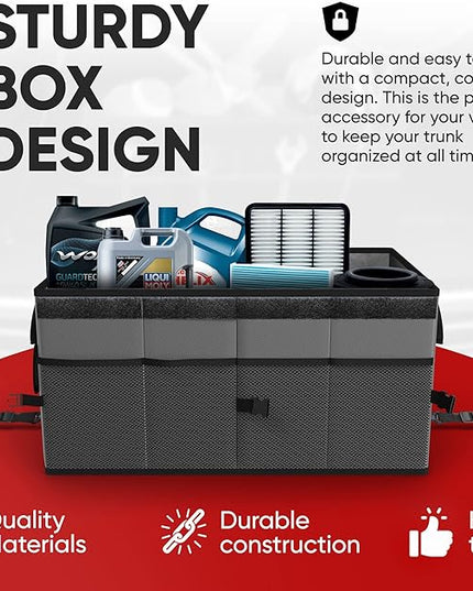 FORTEM Trunk Organizer For SUV Car Trunk Organizer, Foldable Storage, Car Accessories for Women Men, Collapsible Bag, Perfect Christmas Gifts, 600D Oxford, Non Slip Bottom, Straps, Soft Cover (65L)