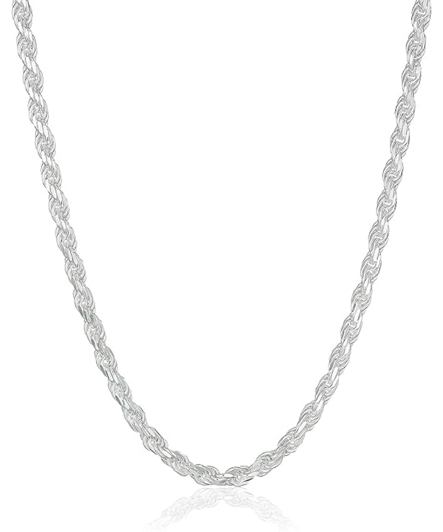 Amazon Essentials Sterling Silver Diamond Cut 14 Inches Rope Chain Necklace