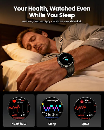 WalkerFit GPS Smart Watch for Men, Multi-Satellite Positioning, Full Metal Body, 520mAh Long Battery Life, 5ATM Waterproof with Bluetooth Call, 1.43” AMOLED Screen, Compatible with Android/iPhone