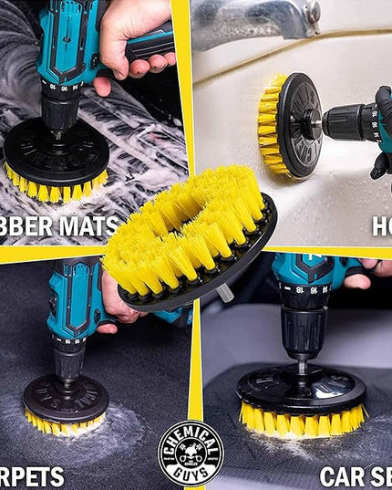 Chemical Guys Foaming Citrus Fabric Clean Drill Brush Kit - High Foaming Stain and Odor Remover, Upholstery, Floor Mat & Car Carpet Cleaner, Deep Cleans & Deodorizes, Citrus Scent - 16 fl oz