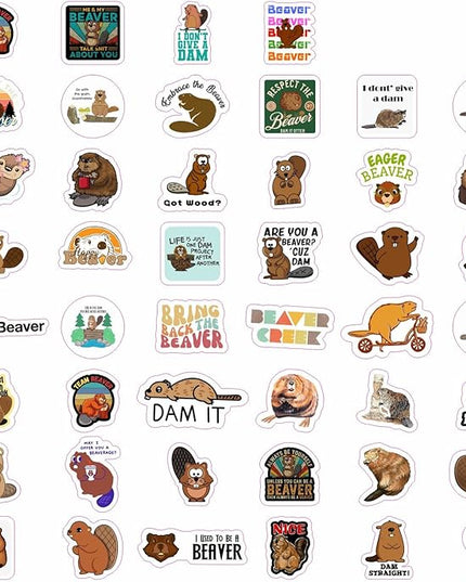 BulbaCraft Beaver Stickers for Water Bottle and Laptop - Nature Party Supplies & Decorations, Waterproof Vinyl Animal Decals, Cute Beaver Stickers Laptop Decals, Gifts for Women & Men