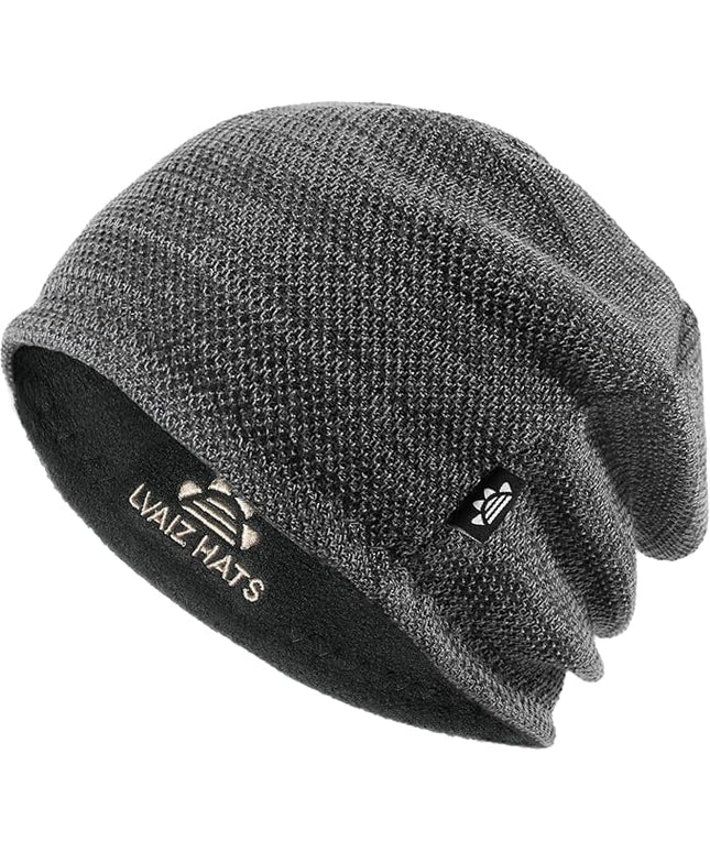 Lvaiz Mens Winter Beanie Hat Warm Fleece Lined Skull Cap for Men Reversible Women Windproof Watch Hat Knit Warm Unisex Beanie