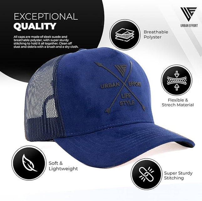 Urban Effort Mesh Back Cap - for Men and Women Baseball Hat 5-Panel Trucker Hat - Great Snapback Closure for Hunting & Hiking