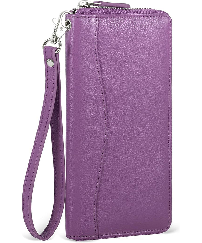 Oak Leathers Purple Leather Wallet for Women - RFID Womens Wallet Clutch with 8 Credit Card Holder, Coin Pocket, Gift for Women’s