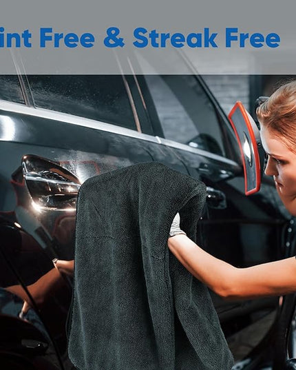 HOMEXCEL Professional Car Drying Towel (24"x 16") with Twisted-Loop Technology, 1200GSM for a Streak-Free Finish – Microfiber Towels for Cars, Trucks, SUVs, RVs and Motorcycles, 2 Pack