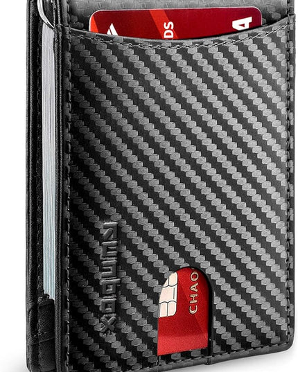 RUNBOX Slim Wallet for Men Genuine Leather RFID Blocking Bifold Minimalist Front Pocket Mens Wallet with Money Clip Thin Gift Box