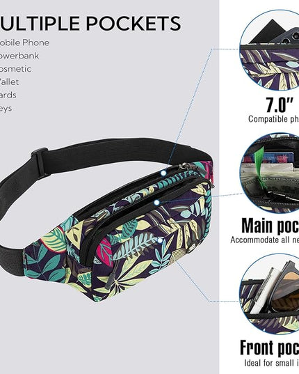 WATERFLY Fanny Pack Waist Bag: Small Hip Pouch Bum Bag Fannie Pack Phanny Fannypack Waistpack Bumbag Beltbag Sport Slim Fashionable for Jogging Hiking Hiker Woman Man