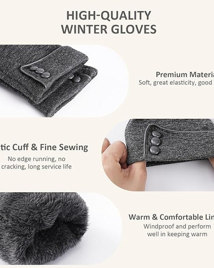 Clothirily Winter Gloves for Women, Touchscreen Texting Winter Gloves Women, Fleece Lined Warm Winter Glove for Cold Weather