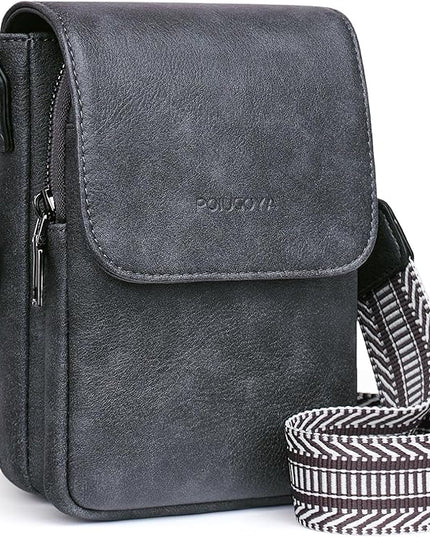 POIUGOYA Small Crossbody Bags for Women Trendy,Leather Triple Compartment Cell Phone Crossbody Wallet Purses with Card Slots