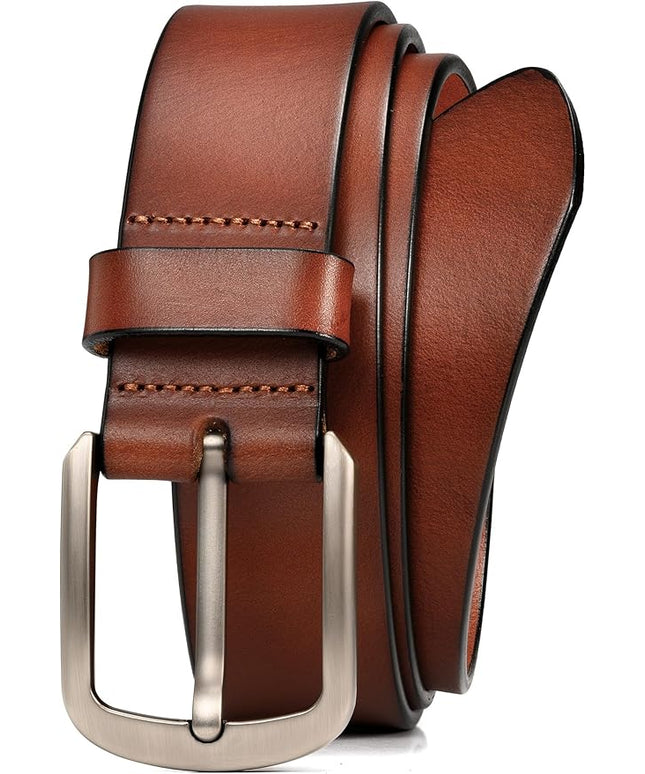 WOLFANT 1.5" Top Full Grain Leather Belt for Men in Gift Box,100% Italian Real Solid Leather