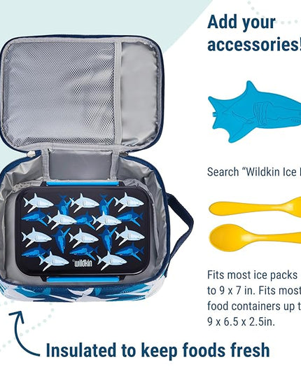 Wildkin ECO rPET Insulated Original Lunch Bag – Durable, Stylish, Ideal for School & Travel - Sharks