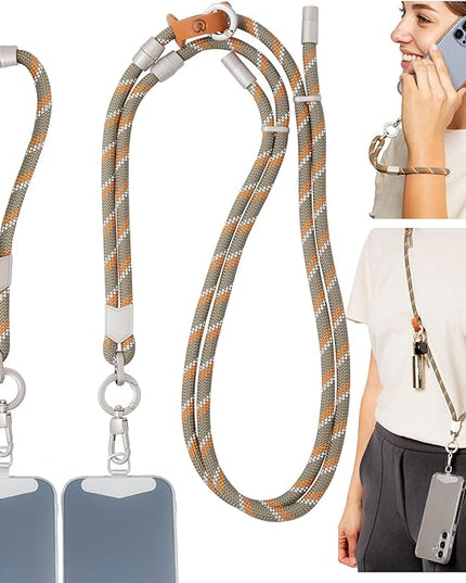 Pulpo 2 in 1 Anti Theft Phone Lanyard and Wrist Strap for iPhone and Android, Adjustable Cell Phone Leash and Universal Tether, Hands Free Strap for Travel Running and Everyday Use, Green & Orange