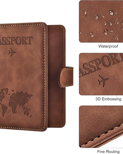 Eoehro Passport Holder for Travel Essentials, Passport Wallet Cover Case for Travel Must Haves Accessories,Passport Book Holders for Women and Men(brown)