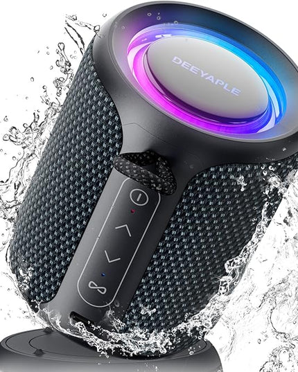 Bluetooth Speaker Wireless,IP67 Waterproof & Dustproof Portable Speaker with Lights,15W Loud Stereo Sound, 2500mAh Battery All Day Playtime, TWS Pairing, BT5.3, Home/Party/Outdoor/Beach (Blue Black)