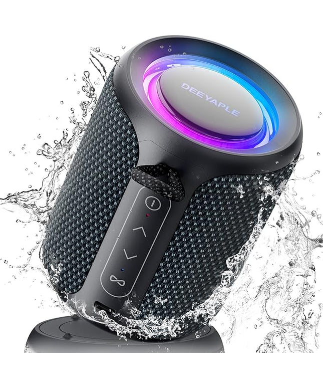 Bluetooth Speaker Wireless,IP67 Waterproof & Dustproof Portable Speaker with Lights,15W Loud Stereo Sound, 2500mAh Battery All Day Playtime, TWS Pairing, BT5.3, Home/Party/Outdoor/Beach (Blue Black)