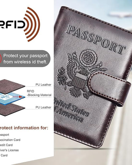 Herain Passport Holder for Travel Cruise Essentials, 2 Pcs Passport Cover Wallet Case Travel Gifts Women Men Family, RFID Passports Book Card Holders Travels Accessories Must Haves