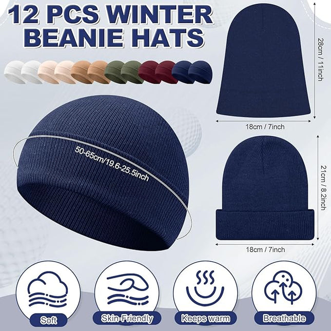 Winter Beanie Hats Bulk for Men Women Beanie Cap for Donation Cozy Knitted Cuffed Skull Cap Gift Soft Ski Hat