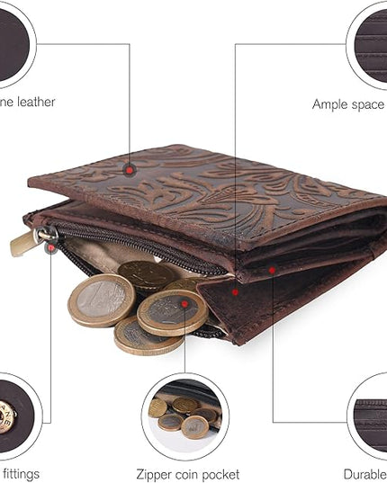 Oak Leathers Wallet For Women Full Grain Leather - Small RFID Coin Purse Credit Card & ID Holder for Ladies,Bifold Wallets for Teenager | Small, RFID, Coin Purse, for Ladies, for Teenager