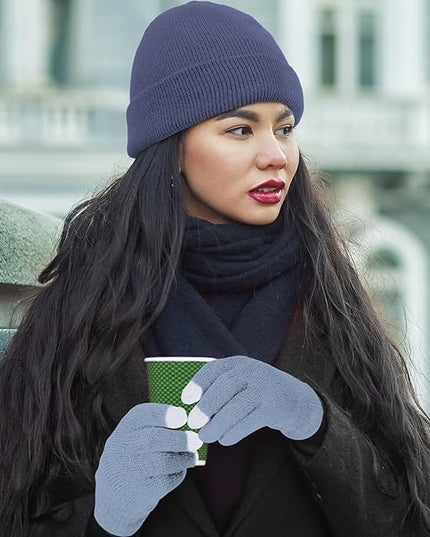 SATINIOR 56 Pcs Bulk Winter Hats and Gloves Set for Homeless Beanies Touchscreen Gloves Knit Cuffed Skull Caps for Men Women