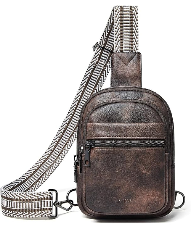 Sling Bag For Women Faux Leather Small Casual Daypack Backpack Fanny Pack Crossbody Chest Bags Purse