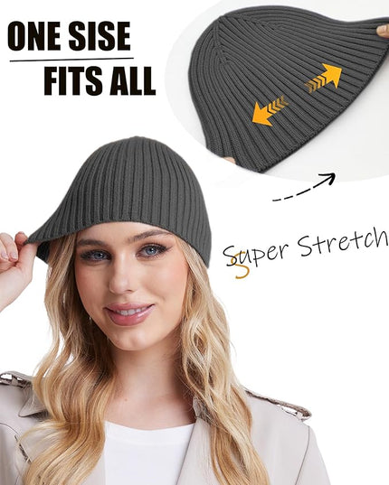 choshion Wool Knit Fisherman Beanie Hat for Men Women,Cuffless Warm Short Cuff Beanies Toboggan Ski Hats Winter Skull Cap