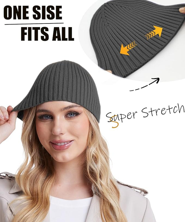 choshion Wool Knit Fisherman Beanie Hat for Men Women,Cuffless Warm Short Cuff Beanies Toboggan Ski Hats Winter Skull Cap