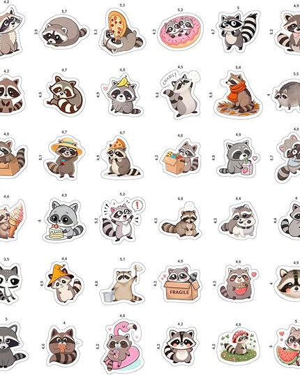100Pcs Raccoon Stickers for Water Bottle, Laptop - Raccoon Gifts & Party Supplies - Gift for Women & Men