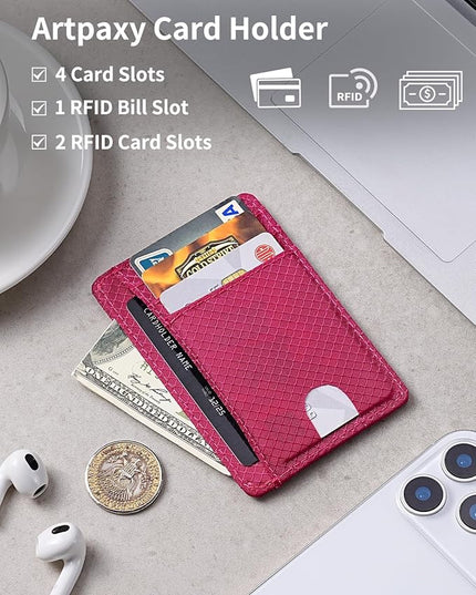Artpaxy Slim Wallet for Men & Women, Minimalist Front Pocket Card Holder for Travel, RFID Blocking, Water Resistant Nylon Wallet for ID & Cash & Credit Card