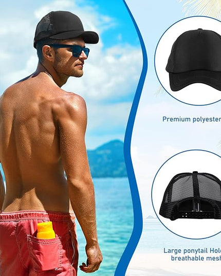 Giegxin 24 Pcs Mesh Trucker Hats Bulk Baseball Cap Beach Hat for Men and Women Wholesale Structured Front Panel Back Ball Cap