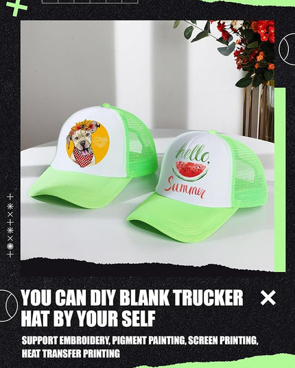 10 Pcs Sublimation Blank Trucker Hats Bulk Mesh Baseball Cap Polyester Mesh Trucker Hat for Men and Women