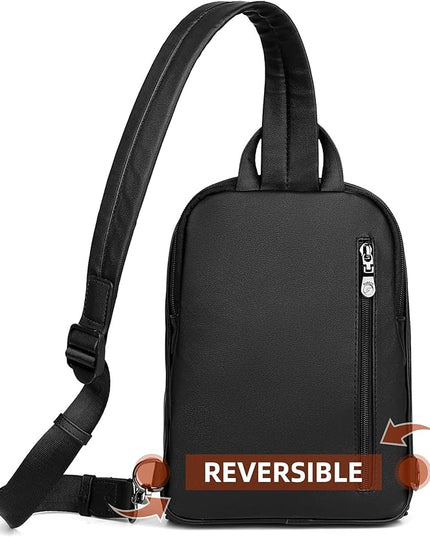FADEON Sling Bag for Women, Crossbody Backpack with Tassels, Designer Leather Shoulder Chest Bags for Travel