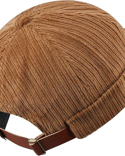 CLAPE Brimless Beanie Hat Corduroy Watch Cap Rolled Cuff Docker Cap Leon Skull Harbour Hat Unisex
