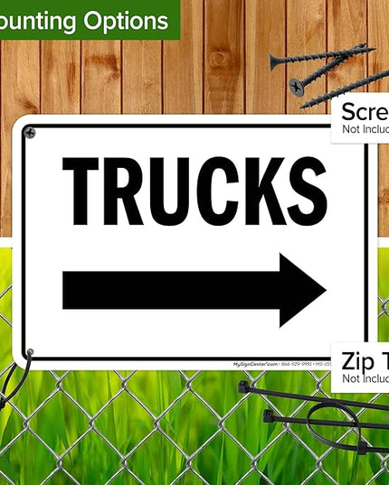 Trucks Right Sign, 10x7 Inches, Rust Free .040 Aluminum, Fade Resistant, Made in USA by My Sign Center