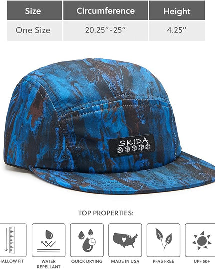 Skida 5 Panel Cap Outdoor UPF Sun Protection Wide Brim Camp Hat Running, Hiking, Golf, Pickleball, Beach Outings