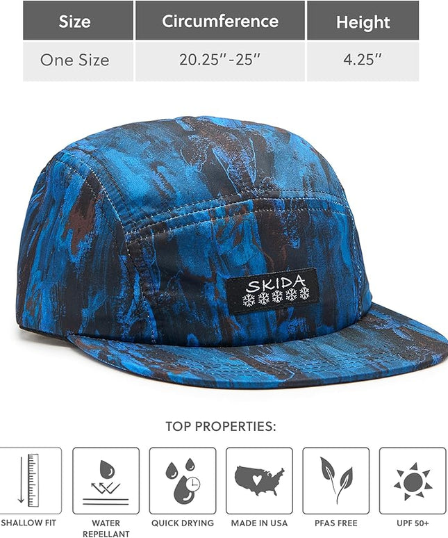 Skida 5 Panel Cap Outdoor UPF Sun Protection Wide Brim Camp Hat Running, Hiking, Golf, Pickleball, Beach Outings