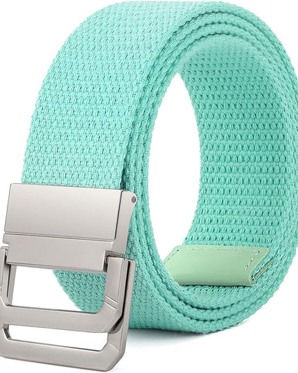 SANSTHS Canvas Belt with Double Ring Buckle, Fabric Web Belt for Women Men Double Ring for Outdoor & Casual Wear