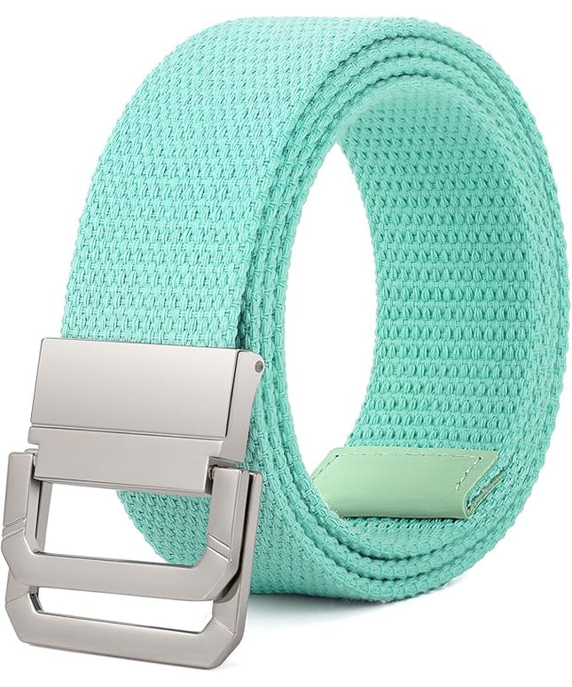 SANSTHS Canvas Belt with Double Ring Buckle, Fabric Web Belt for Women Men Double Ring for Outdoor & Casual Wear