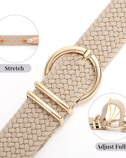 JASGOOD Women Men Braided Woven Elastic Stretch Belt Golf Canvas Casual Belt for Jeans Pants