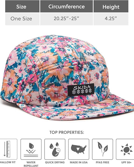 Skida 5 Panel Cap Outdoor UPF Sun Protection Wide Brim Camp Hat Running, Hiking, Golf, Pickleball, Beach Outings