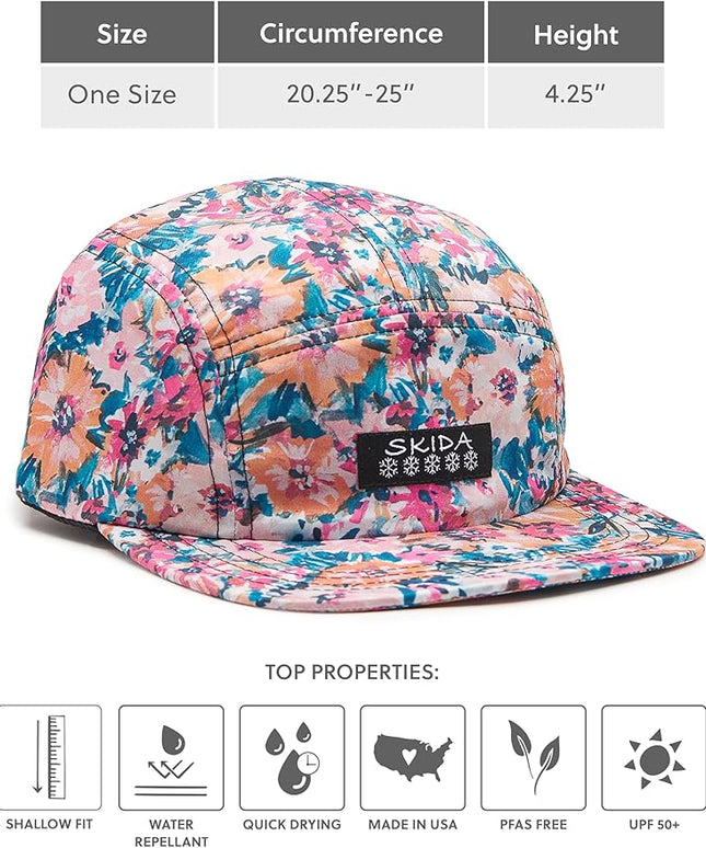 Skida 5 Panel Cap Outdoor UPF Sun Protection Wide Brim Camp Hat Running, Hiking, Golf, Pickleball, Beach Outings