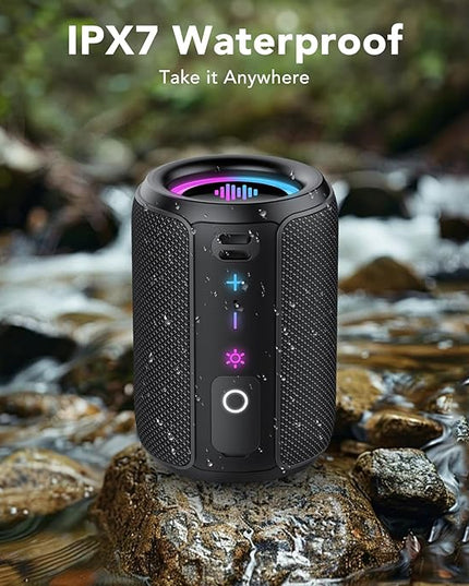 Portable Bluetooth Speaker with Lights, Bluetooth 5.4 Speaker, Powerful Crystal Clear Sound,All Day Playtime,15W Loud Stereo Sound, IPX7 Waterproof,TWS pairing for Outdoor/Home/Party/Travel,Gift Ideas