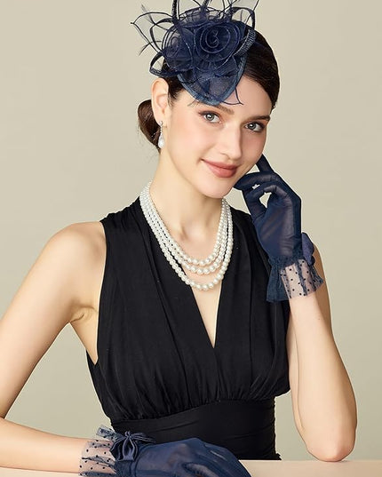 BABEYOND Lace Gloves for Women - Bow Short Prom Gloves Evening Elegant Accessories for Wedding Opera Party