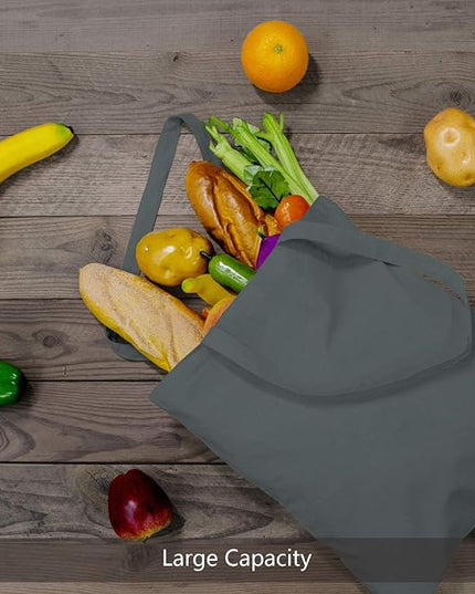 TOPDesign 24-Pack Economical 16"x15" Grey Cotton Tote Bag, Lightweight Medium Reusable Grocery Shopping Cloth Bags, Suitable for DIY, Advertising, Promotion, Gift, Activity